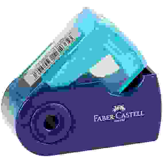 Точилка пластиковая Faber-Castell "Sleeve Mini", 1 отверстие, контейнер, розов./оранж., бирюзов.