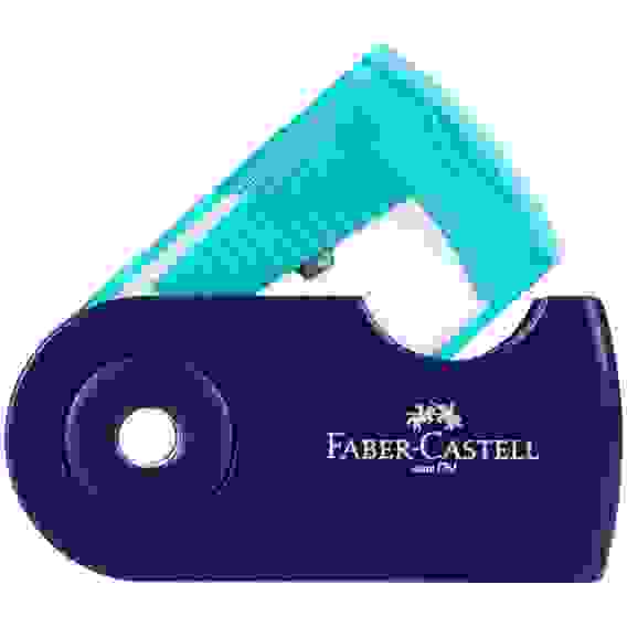 Точилка пластиковая Faber-Castell "Sleeve Mini", 1 отверстие, контейнер, розов./оранж., бирюзов.