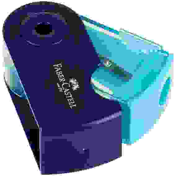 Точилка пластиковая Faber-Castell "Sleeve Mini", 1 отверстие, контейнер, розов./оранж., бирюзов.