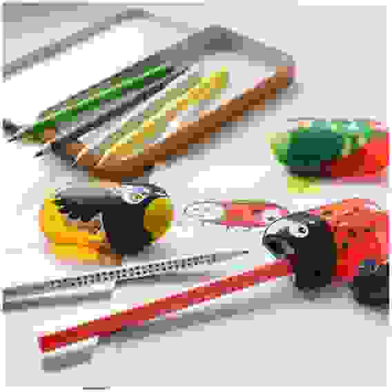 Точилка пластиковая с ластиком Faber-Castell \"Animals\", 2 отверстия, контейнер, ассорти