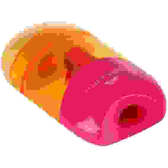 Точилка пластиковая с ластиком Faber-Castell "Combi Mini", 1 отверстие, контейнер, розов./оранж.,