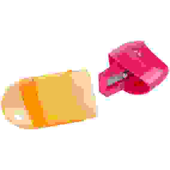 Точилка пластиковая с ластиком Faber-Castell "Combi Mini", 1 отверстие, контейнер, розов./оранж.,