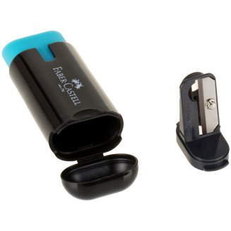 Точилка пластиковая с ластиком Faber-Castell \"Combi\", 1 отверстие, контейнер, ассорти