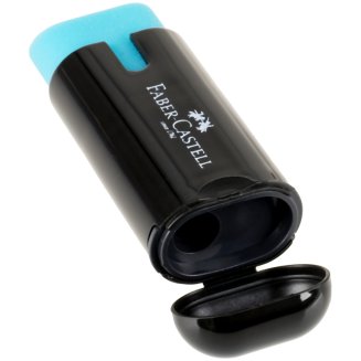 Точилка пластиковая с ластиком Faber-Castell \"Combi\", 1 отверстие, контейнер, ассорти