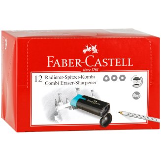 Точилка пластиковая с ластиком Faber-Castell \"Combi\", 1 отверстие, контейнер, ассорти