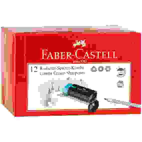 Точилка пластиковая с ластиком Faber-Castell \"Combi\", 1 отверстие, контейнер, ассорти