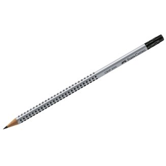 Карандаш Faber-Castell \"Grip 2001\" чернографитный, тв. В, трехгранный, с ластиком, заточ.