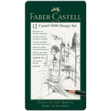 Набор Faber-Castell \"Castell 9000 Design Set\" карандашей чернографитных, 12шт., от 5H до 5B в м/кор