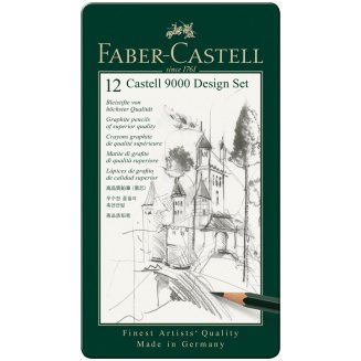 Набор Faber-Castell \"Castell 9000 Design Set\" карандашей чернографитных, 12шт., от 5H до 5B в м/кор