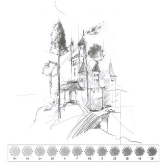 Набор Faber-Castell \"Castell 9000 Design Set\" карандашей чернографитных, 12шт., от 5H до 5B в м/кор