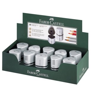 Точилка Faber-Castell \"Trio Grip 2001\" пластиковая, 3 отверстия, 2 контейнера, пластиковая с 3мя от