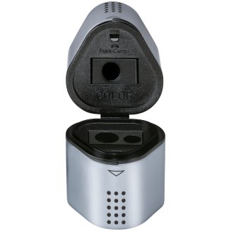 Точилка Faber-Castell \"Trio Grip 2001\" пластиковая, 3 отверстия, 2 контейнера, пластиковая с 3мя от