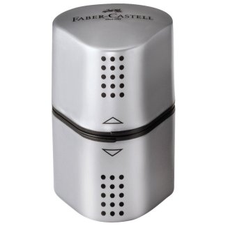 Точилка Faber-Castell \"Trio Grip 2001\" пластиковая, 3 отверстия, 2 контейнера, пластиковая с 3мя от