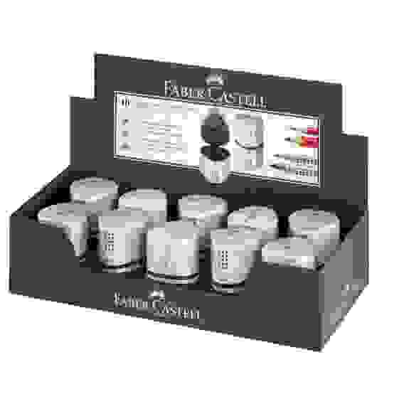Точилка Faber-Castell \"Trio Grip 2001\" пластиковая, 3 отверстия, 2 контейнера, пластиковая с 3мя от