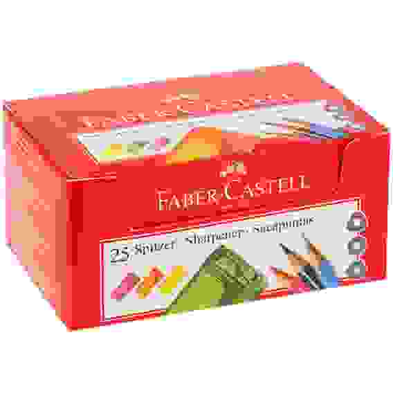 Точилка Faber-Castell пластиковая с 1м отверстием, контейнером, флуоресцентных цветов