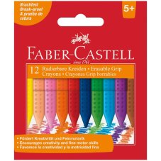 Мелки Faber-Castell \"Grip\" пластиковые, трехгран.в картонной упаковке, 12цв.