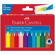 Мелки Faber-Castell восковые, трехгран.в карт.упаковке 12цв.