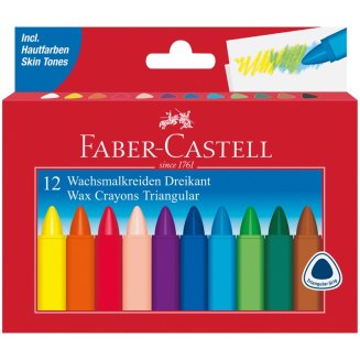 Мелки Faber-Castell восковые, трехгран.в карт.упаковке 12цв.