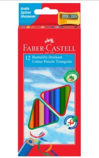 Карандаши Faber-Castell цветные, набор из 12 цветов, трехгранные, с точилкой, в карт.упаковке
