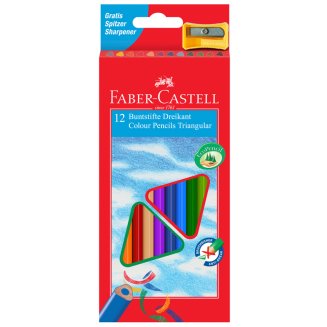 Карандаши Faber-Castell цветные, набор из 12 цветов, трехгранные, с точилкой, в карт.упаковке