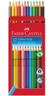 Карандаши Faber-Castell \"Grip\" цветные, трехгранные, заточенные, набор из 12цветов, картон