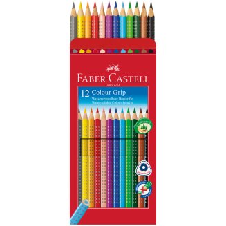Карандаши Faber-Castell \"Grip\" цветные, трехгранные, заточенные, набор из 12цветов, картон