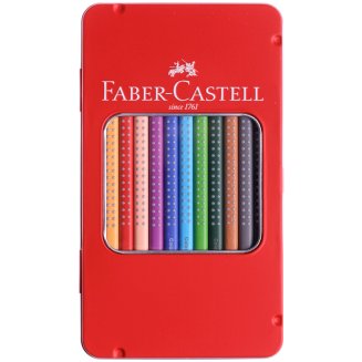 Карандаши Faber-Castell \"Grip\" цветные, трехгранные, набор из 12 цветов в металлической коробке