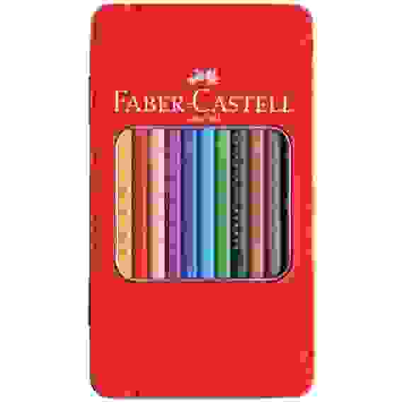 Карандаши Faber-Castell "Grip" цветные, трехгранные, набор из 12 цветов в металлической коробке