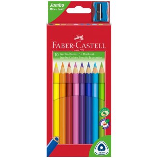 Карандаши Faber-Castell \"Jumbo\" цветные, трехгранные, утолщенные, 12 цветов с точилкой в карт.уп.
