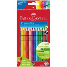 Карандаши Faber-Castell \"Jumbo Grip\" цветные, трехгранные, утолщенные, 12 цветов в карт.упаковке