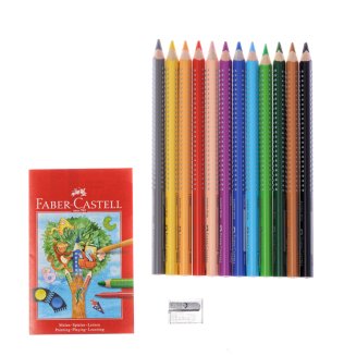 Карандаши Faber-Castell \"Jumbo Grip\" цветные, трехгранные, утолщенные, 12 цветов в карт.упаковке
