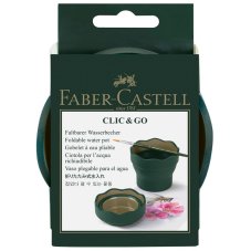 Стакан Faber-Castell \"Clic&Go\" для воды складной, темно-зеленый