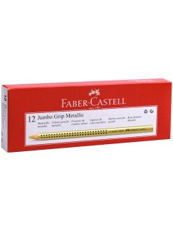 Карандаш Faber-Castell \"Jumbo Grip\" чернограф.,трехгр.,утолщ.,антискольз. покрытие, золотой металлик