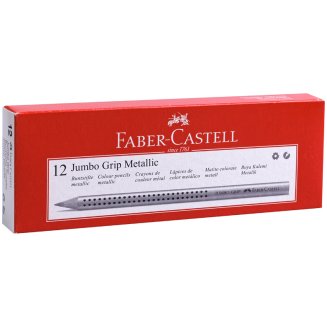 Карандаш Faber-Castell \"Jumbo Grip\" чернограф.,трехгр., утолщ.,антискольз. покрыт, серебр. металлик