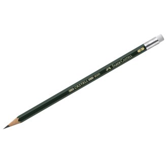 Карандаш Faber-Castell \"Castell 9000\" чернографитный, твердость B, с ластиком, заточенный