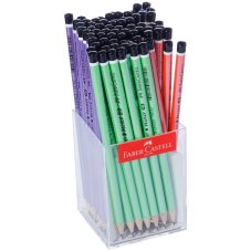 Карандаш Faber-Castell \"Pearly\" чернографитный, круглый, тв. HB, заточ., ассорти в пластик.стакане