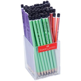 Карандаш Faber-Castell \"Pearly\" чернографитный, круглый, тв. HB, заточ., ассорти в пластик.стакане