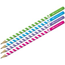 Карандаш Faber-Castell \"Stripes\" чернографитный, тв. HB, круглый, заточ., ассорти в пластик.стакане