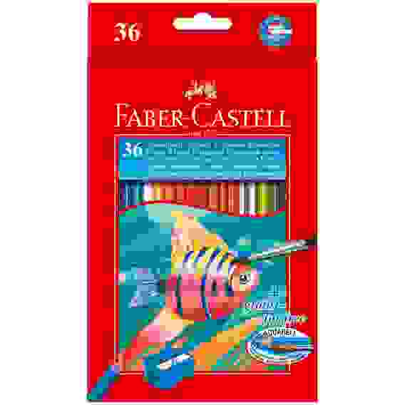 Карандаши Faber-Castell акварельные, набор из 36 цветов и кисти, картонная коробка