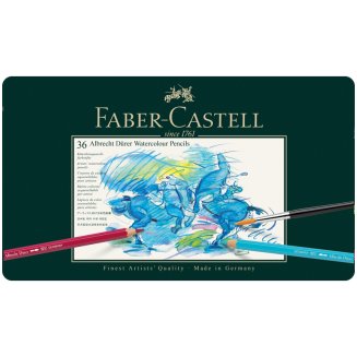 Карандаши Faber-Castell \"Albrecht Dürer\" акварельные художественные, набор из 36 цв. в метал.коробке