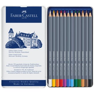 Карандаши Faber-Castell \"Goldfaber Aqua\" акварельные художественные, набор из 12 цв.в метал. коробке
