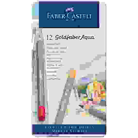 Карандаши Faber-Castell \"Goldfaber Aqua\" акварельные художественные, набор из 12 цв.в метал. коробке