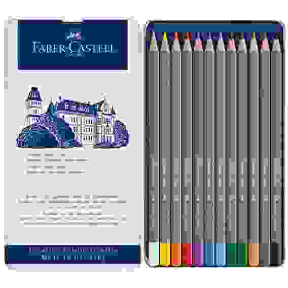 Карандаши Faber-Castell \"Goldfaber Aqua\" акварельные художественные, набор из 12 цв.в метал. коробке