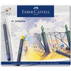 Карандаши Faber-Castell \"Goldfaber\" цветные, круглые, набор из 48 цветов в металлической коробке