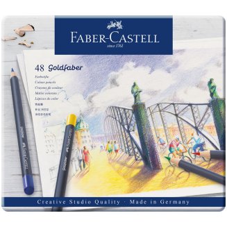 Карандаши Faber-Castell \"Goldfaber\" цветные, круглые, набор из 48 цветов в металлической коробке