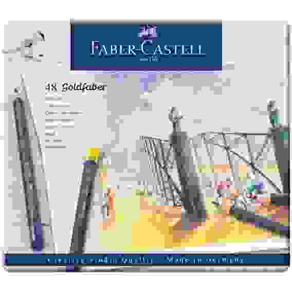Карандаши Faber-Castell \"Goldfaber\" цветные, круглые, набор из 48 цветов в металлической коробке