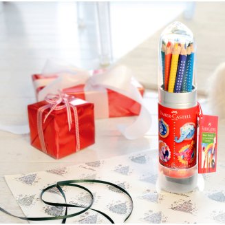 Карандаши цветные Faber-Castell \"Grip\", 12цв., трехгран., заточен., метал. кор. в форме ракеты