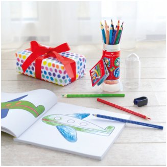 Карандаши цветные Faber-Castell \"Grip\", 12цв., трехгран., заточен., метал. кор. в форме ракеты