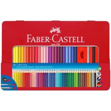 Карандаши цветные Faber-Castell \"Grip\", 48цв.+3, трехгран., заточен., метал. уп., с кистью, точилкой
