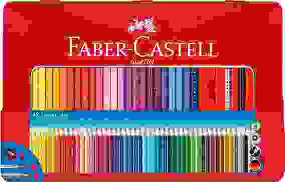 Карандаши цветные Faber-Castell \"Grip\", 48цв.+3, трехгран., заточен., метал. уп., с кистью, точилкой